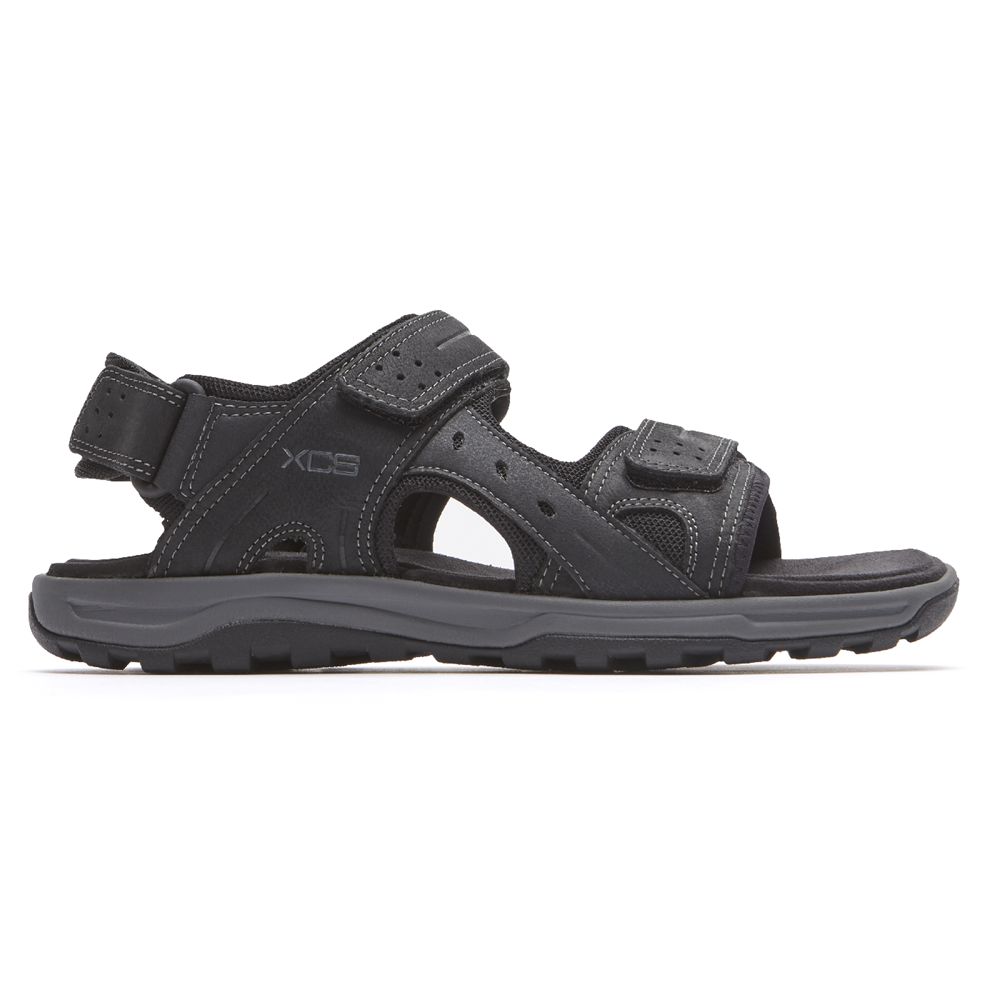 Rockport Men's Xcs Trail Technique Adjustable Sandals - Black - USA (6734ZSLXB)